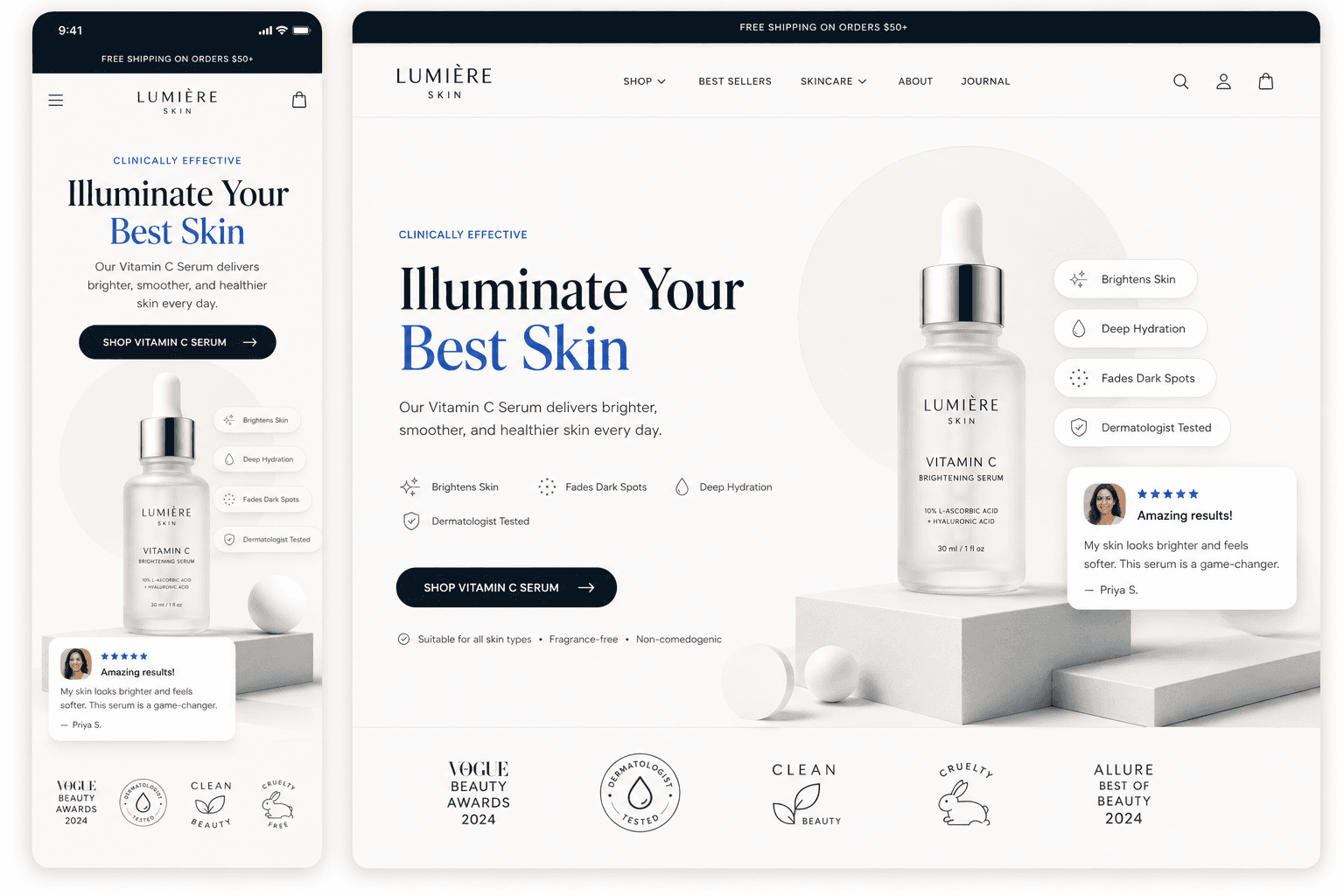 Lumière Skin storefront