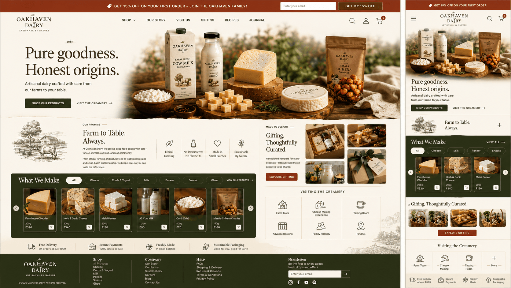 Oakhaven Dairy storefront
